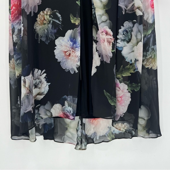 Adrianna Papell Floral Overlay Maxi Wide Leg Jumpsuit in Black Multi Size 16 - Picture 16 of 16